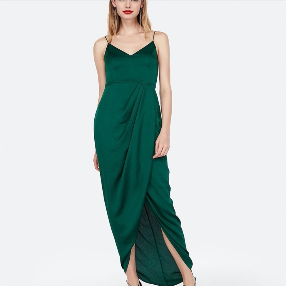 Express emerald satin dress